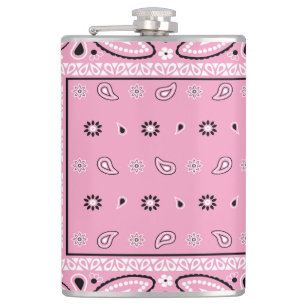 Pink Bandanna Paisley Country Hip Hop Cowboy Hip Flask