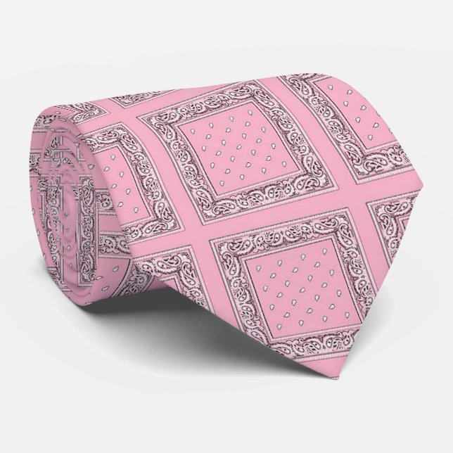 Pink Bandanna Print Neck Tie (Rolled)