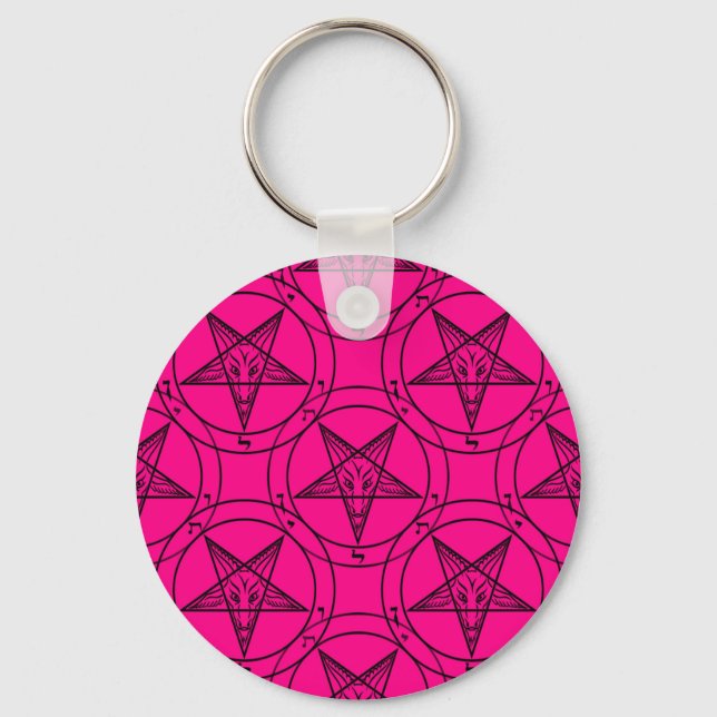 pink baphomet key ring (Front)