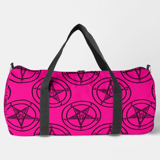 pink baphomet pentagram halloween duffle bag (Front)