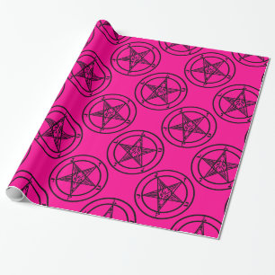 pink baphomet pentagram halloween wrapping paper