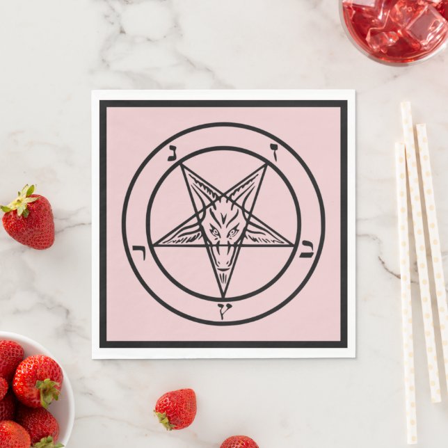 Pink Baphomet Pentagram Satanic Luncheon Napkin (Insitu)