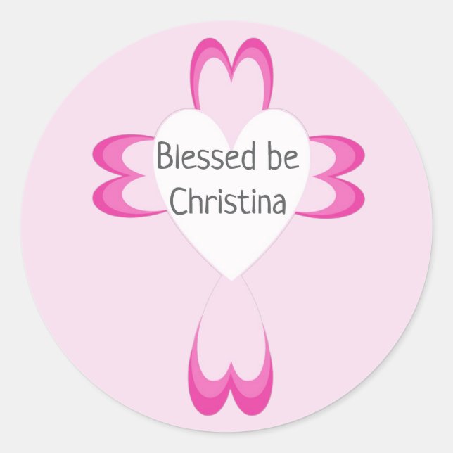 Pink Baptism Favour Sticker for Girls (Front)
