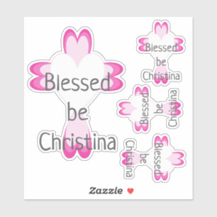 Pink Baptism Favour Sticker for Girls
