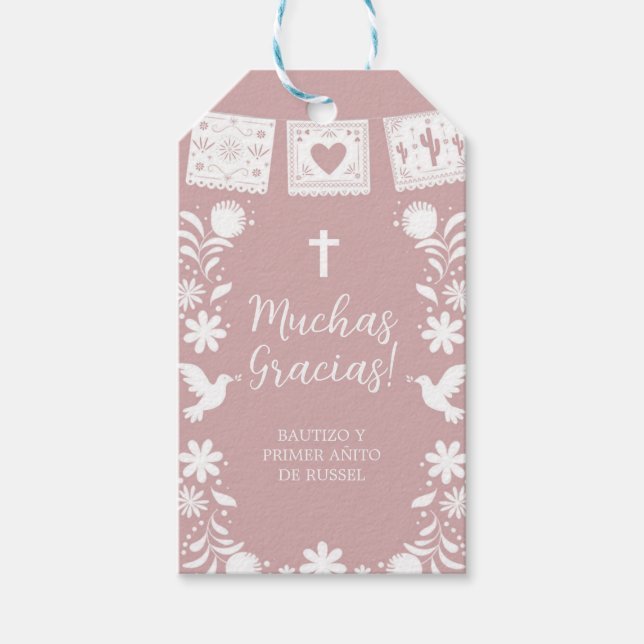 Pink Baptism Favour Tag (Front)
