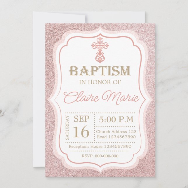 Pink Baptism Invitation (Front)