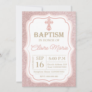 Pink Baptism Invitation