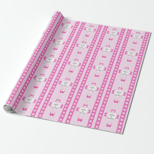 Pink Baptism Wrapping Paper for Girls