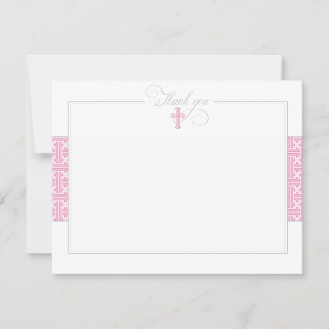 Pink Baptismal Flat Thank You Note (Front)
