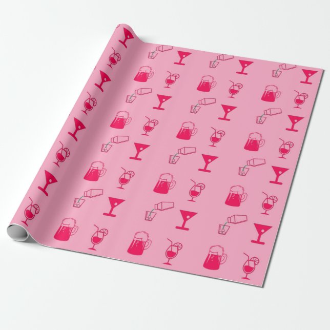 Pink bar decorative pattern wrapping paper (Unrolled)