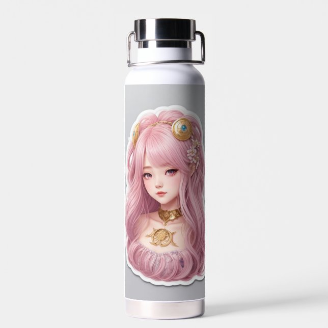 pink barbe water bottle (Back)