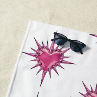 Pink Barbed Heart Cybersigilism Beach Towel