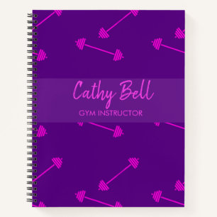 Pink barbells purple gym  notebook