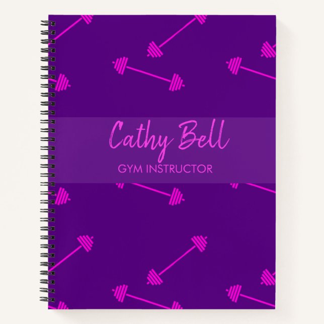 Pink barbells purple gym  notebook (Front)
