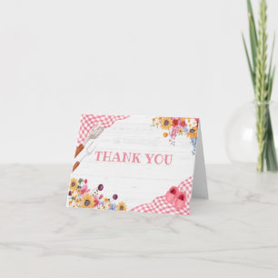 Pink Barbeque Baby Shower Thank You Card