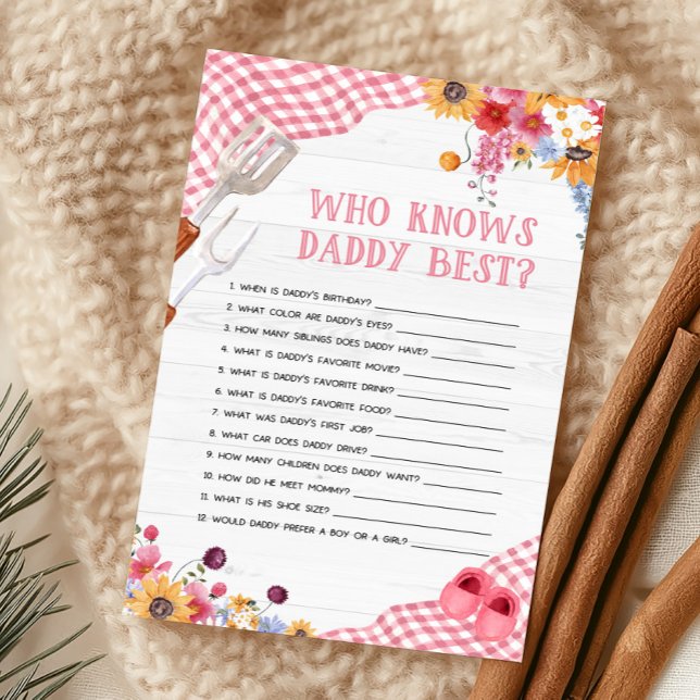 Pink Barbeque Shower Who Knows Daddy Best Game (Girl Baby-Q Baby Shower Who Knows Daddy Best Game)