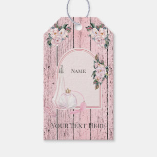 Pink Barn Wood w/ Pink Perfume Bottles Fun Design Gift Tags
