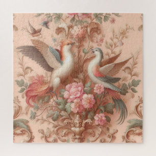 Pink Baroque Rococo Flower Morris  Jigsaw Puzzle