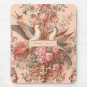 Pink Baroque Rococo Flower Morris Mouse Mat