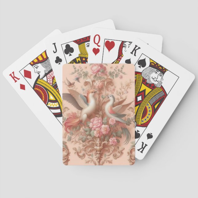 Pink Baroque Rococo Flower Morris  Playing Cards (Back)