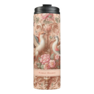 Pink Baroque Rococo Flower Morris  Thermal Tumbler