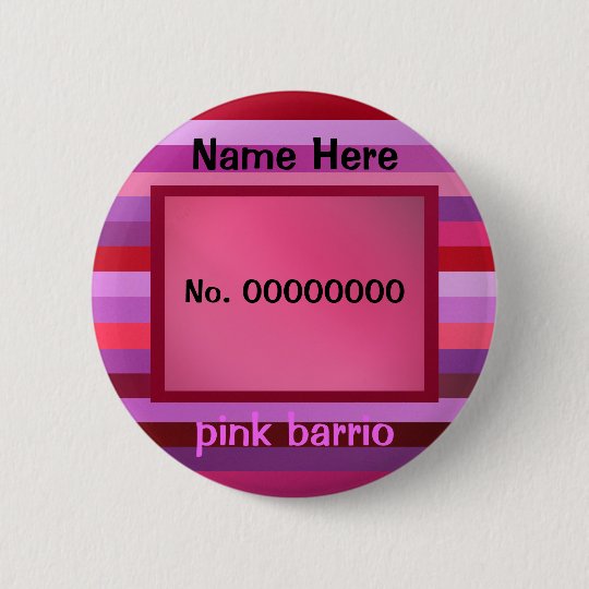 pink barrio text template 6 cm round badge