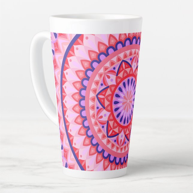 Pink Base Mandala Latte Mug (Left Angle)