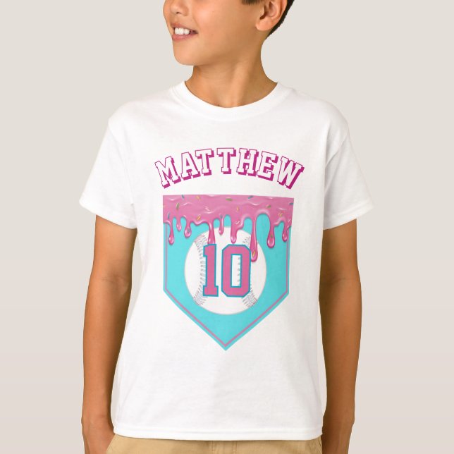 Pink Baseball Drip T-Shirt (Front)