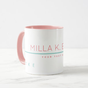 Pink basic mug personalised with name and text