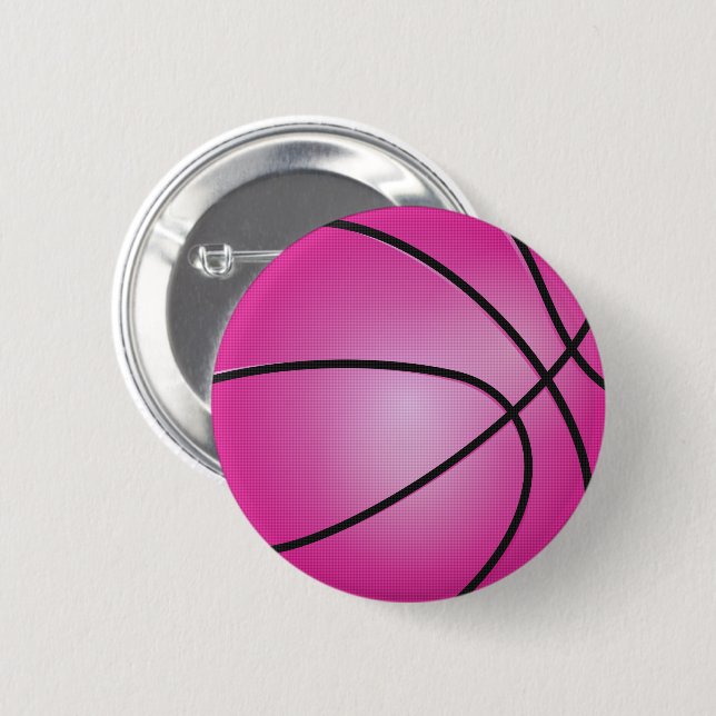 Pink Basketball 6 Cm Round Badge (Front & Back)