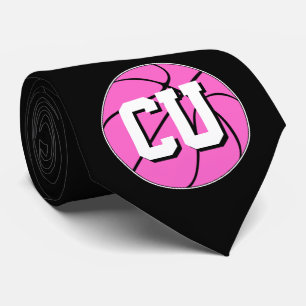 Pink Basketball Breast Cancer Awareness Game Coach Tie