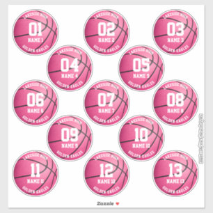 pink basketball custom 3 inch sports stickers