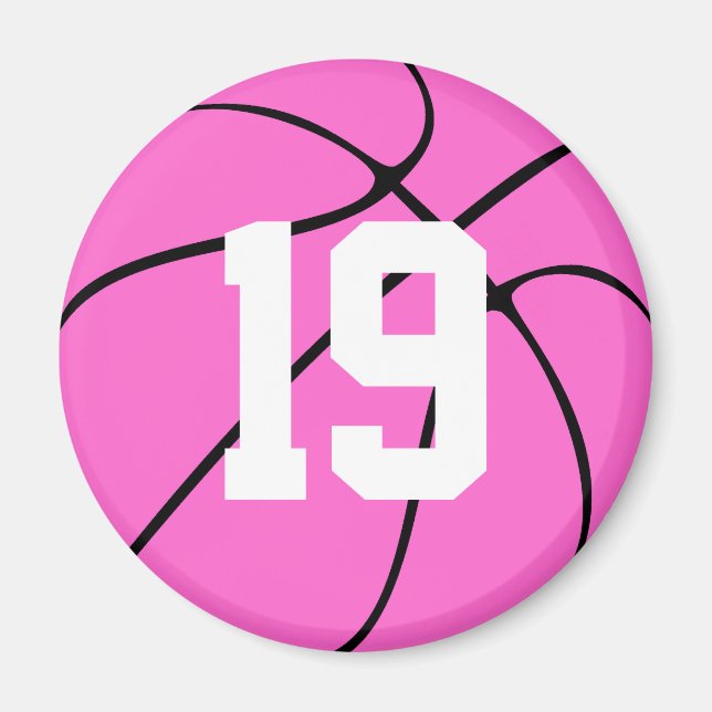 Pink Basketball Custom Jersey Number or Letters Magnet (Front)