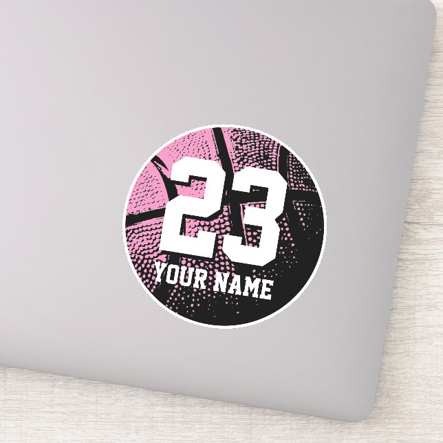 Pink basketball custom jersey number vinyl (Detail)