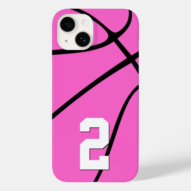 Pink Basketball Custom Player Number Sports Case-Mate iPhone Case (Back)