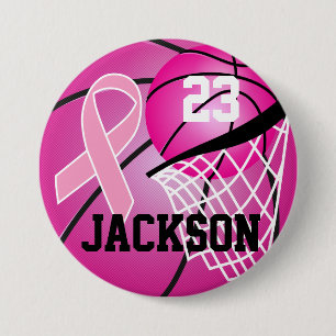 Pink Basketball Design Cancer Awareness Supporter 7.5 Cm Round Badge