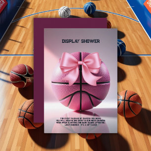 Pink Basketball Ribbon Bow Ball Baby Shower Enclosure Card