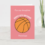 Pink Basketball Sport 12th Birthday Card<br><div class="desc">A pink personalised basketball 12th birthday card for daughter, granddaughter, niece, etc. You will be able to easily personalise the front with her name. The inside reads a birthday message, which you can easily edit as well. You can personalise the back of this basketball birthday card with the year. This...</div>