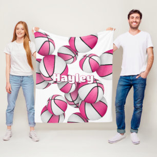 pink basketball team colors girls sports decor fleece blanket