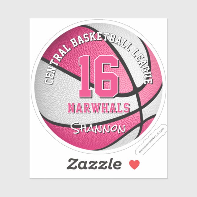 pink basketball team colours girls team name (Sheet)