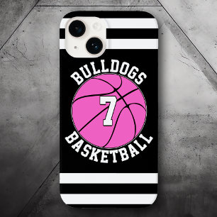 Pink Basketball Team Name Player Number Custom Case-Mate iPhone 14 Case