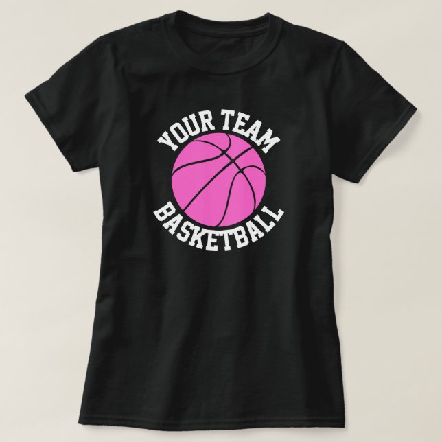 Pink Basketball Team, Player & Jersey Number Tees (Design Front)