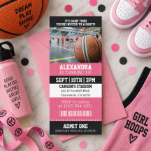 Pink Basketball Ticket Birthday Party