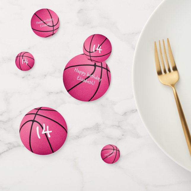 pink basketballs girls sports birthday party confetti (Group)