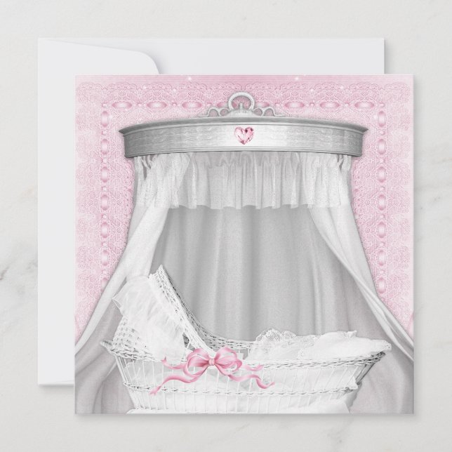 Pink Bassinet Baby Shower Invitation (Front)