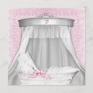 Pink Bassinet Baby Shower Invitation
