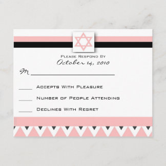 Pink Bat/Bar Mitzvah Reply Card