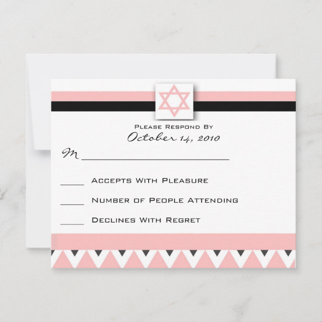 Pink Bat/Bar Mitzvah Reply Card (Front)