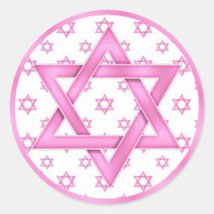 Pink Bat Mitzvah Cupcake Toppers Stickers
