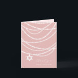 Pink Bat Mitzvah Sparkles Star Of David Photo Thank You Card<br><div class="desc">Pink Bat Mitzvah Sparkles Star Of David Religious Thank You Folded Card For Girls. This modern and stylish religious thank you folded card features chic sparkling ornamental strings of light draping on the front embellished with a simple star of david icon. There are many colour variations of this design available...</div>